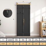 36 in.x 84 in. Bifold Barn Door, 1 Panel Vinyl Wrapped Textured Black Bifold Closet Door, Hollow Cor