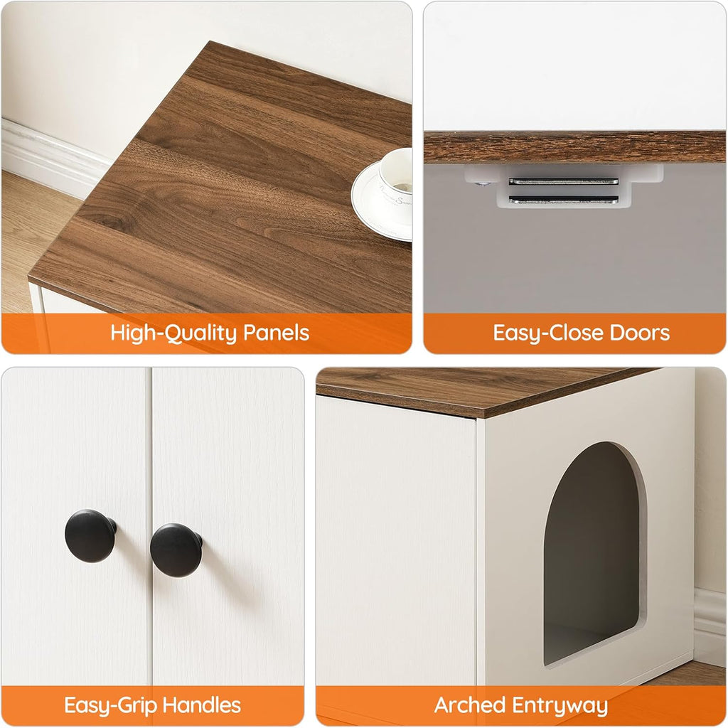 Cat Litter Box Enclosure, Hidden Litter Box Furniture with Side Entry, Litter Box Cabinet, Indoor Cat House, End Side