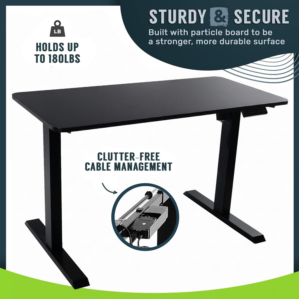 Electric Standing Desk Frame 47 x 24 Inch Tabletop - Motorized Workstation Two Leg Stand Up Desk with Memory Settings