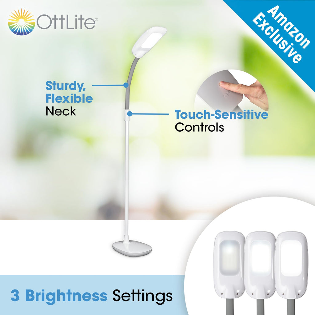 ClearSun LED Floor Lamp, Adjustable Height, White