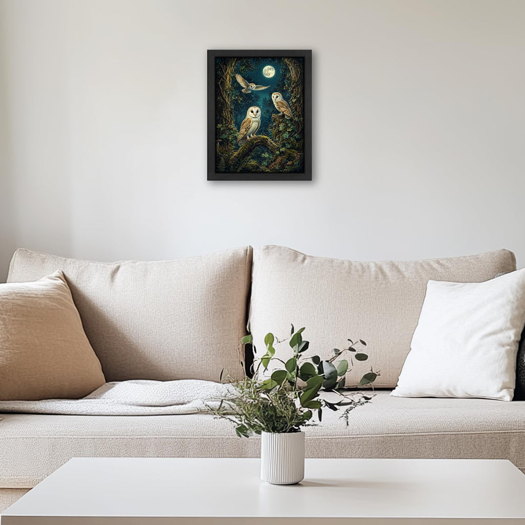 Barn Owl Decor Wall Art, Forest Wildlife Animal Picture 16"x24"
