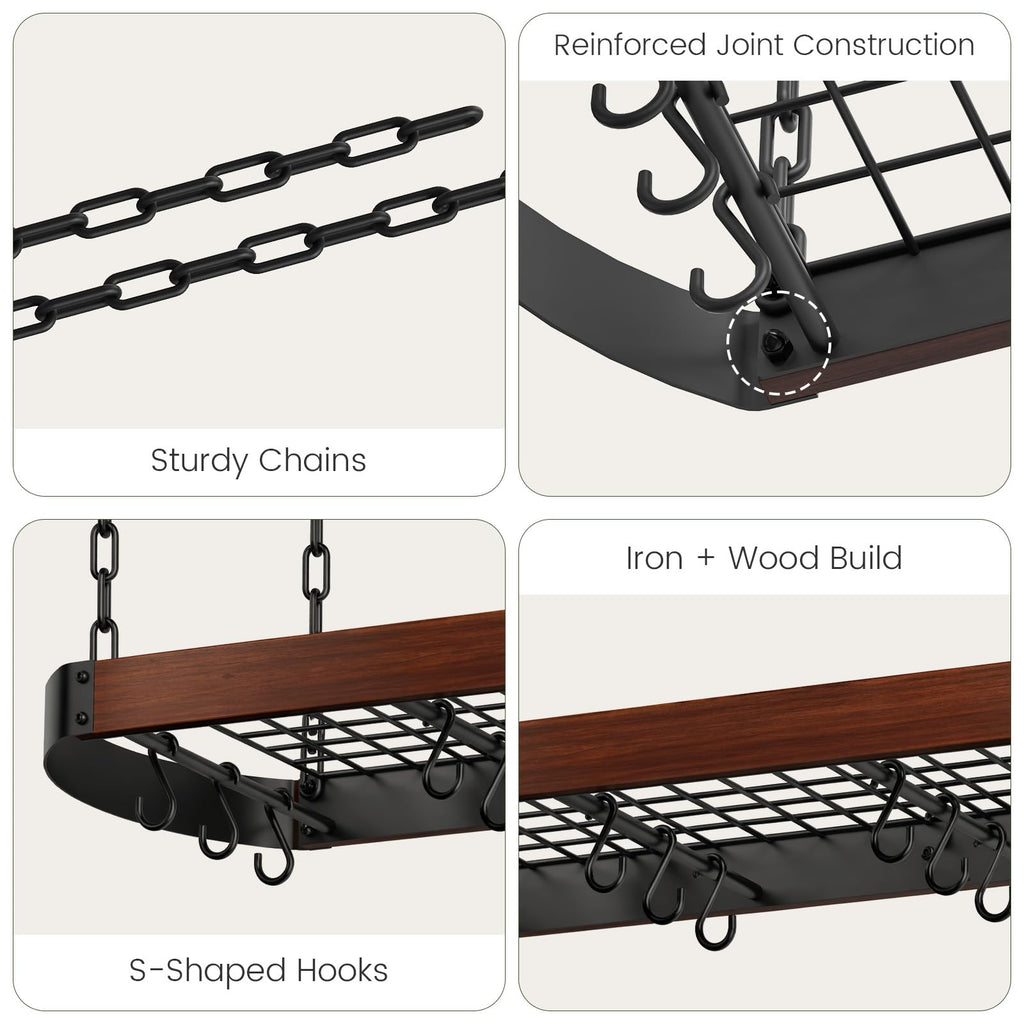 47'' Hanging Pot Rack, Ceiling Pan Hanger, Pot Holder