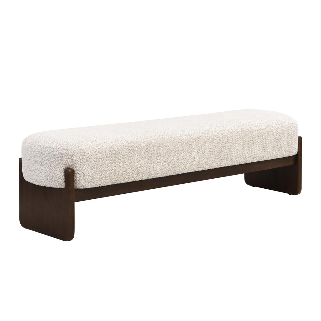 Arden Minimalist Loop Yarn Fabric Dining Bench, Wooden Entryway Ottoman Bench, Modern Living Room Sofa Ottoman