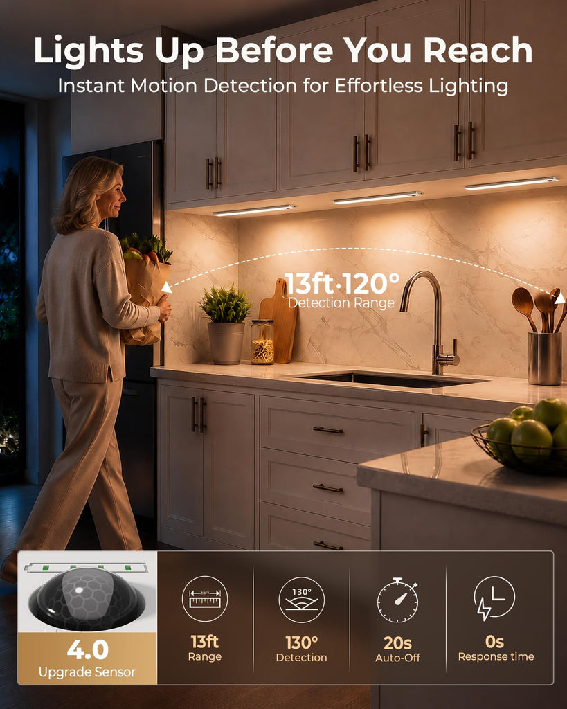 Upgraded Under Cabinet Lighting, 4800mAh Battery