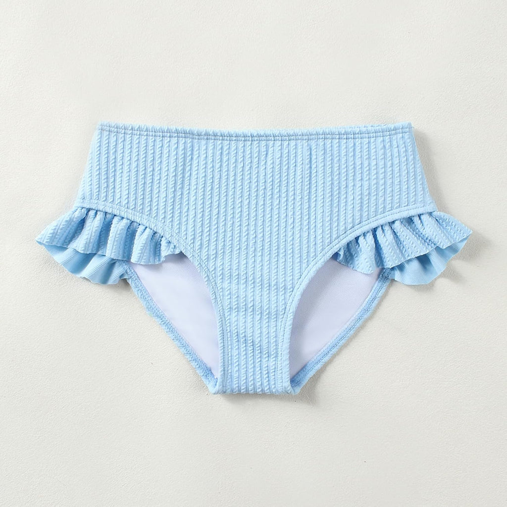 Toddler Girls Swimsuit 2 Piece Bikini Set Cute Textured Fabric Bow Bathing Suit Swimwear for Kids