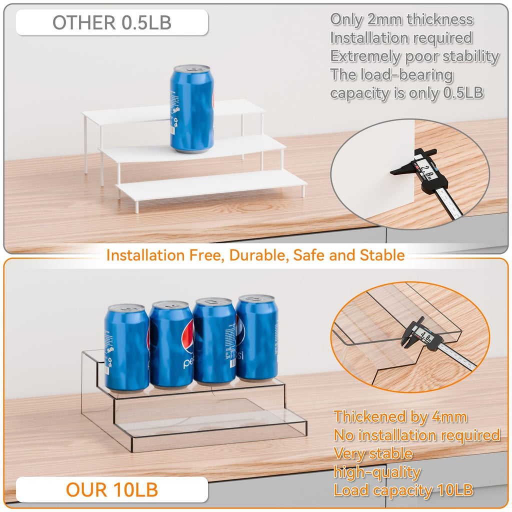 2 Pack 3 Tier Clear Acrylic Spice Rack Organizer for Cabinet and Pantry Shelf - 10.3′′L Small Tiered Spice Rack