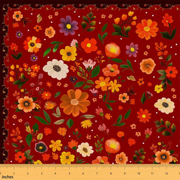 Boho Floral Upholstery Fabric Rainbow Flowers Outdoor Fabric by The Yard 109"x63", Watercolor Botanical Garden Plant