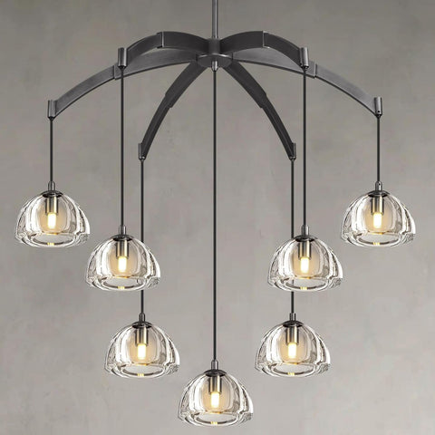 Modern Chandeliers, Large Arc Chandelies for Living Room, Black Round High Ceiling Chandelier for Dining Room, 7-Light Living Room Light Fixture 34" Pendant Light Chandelier for Staircase Bedroom A127-B0F7K8BPH4