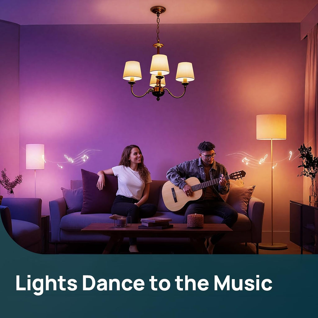 Matter Smart Light Bulbs, E12 Led Bulb Compatible with Alexa, 500LM Smart Bulbs for Chandelier, Color Changing RGBTW