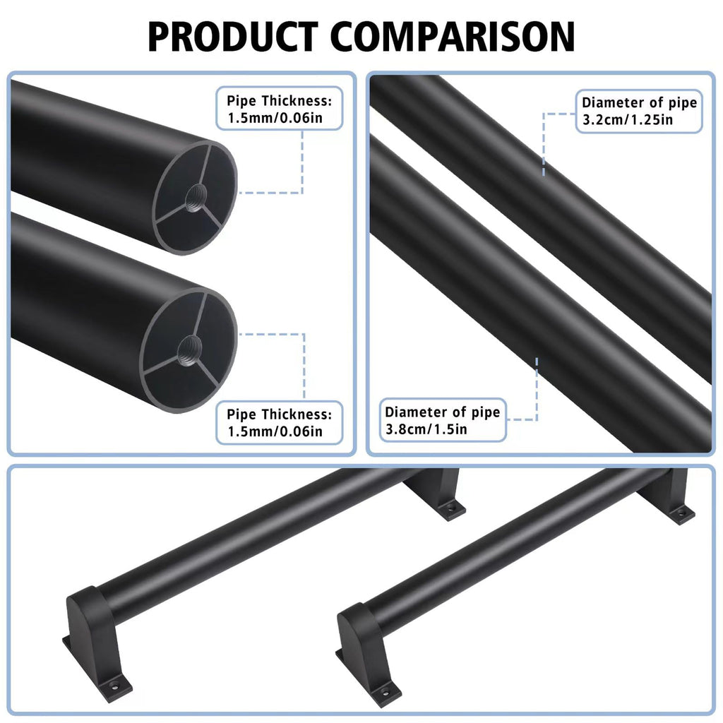 Industrial Stair Railing Metal Hand Rails for Indoor & Outdoor Steps Wall Mount Hand Rails for Indoor Stairs 1.25"