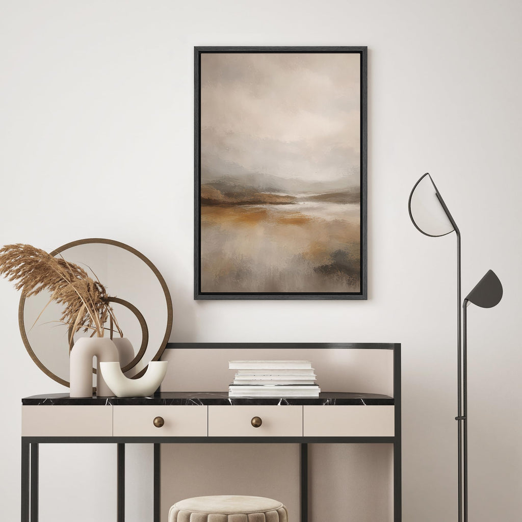 Framed Canvas Print Wall Art Soft Neutral Abstract Landscape Minimal Earth Tone Illustrations Modern Art Minimal
