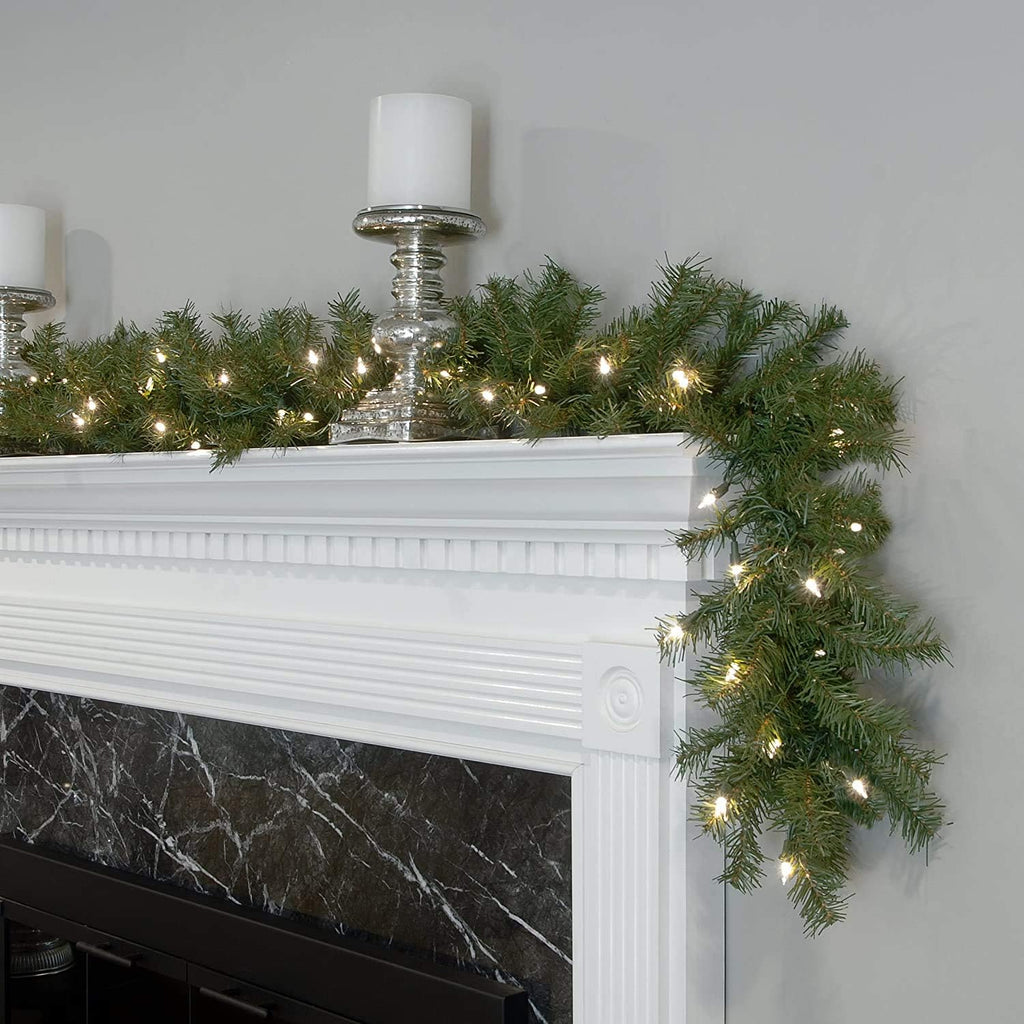 Tree Company 9ft Pre-Lit Norwood Fir Artificial Christmas Garland | 50 Clear Lights, 240 Tips, Green