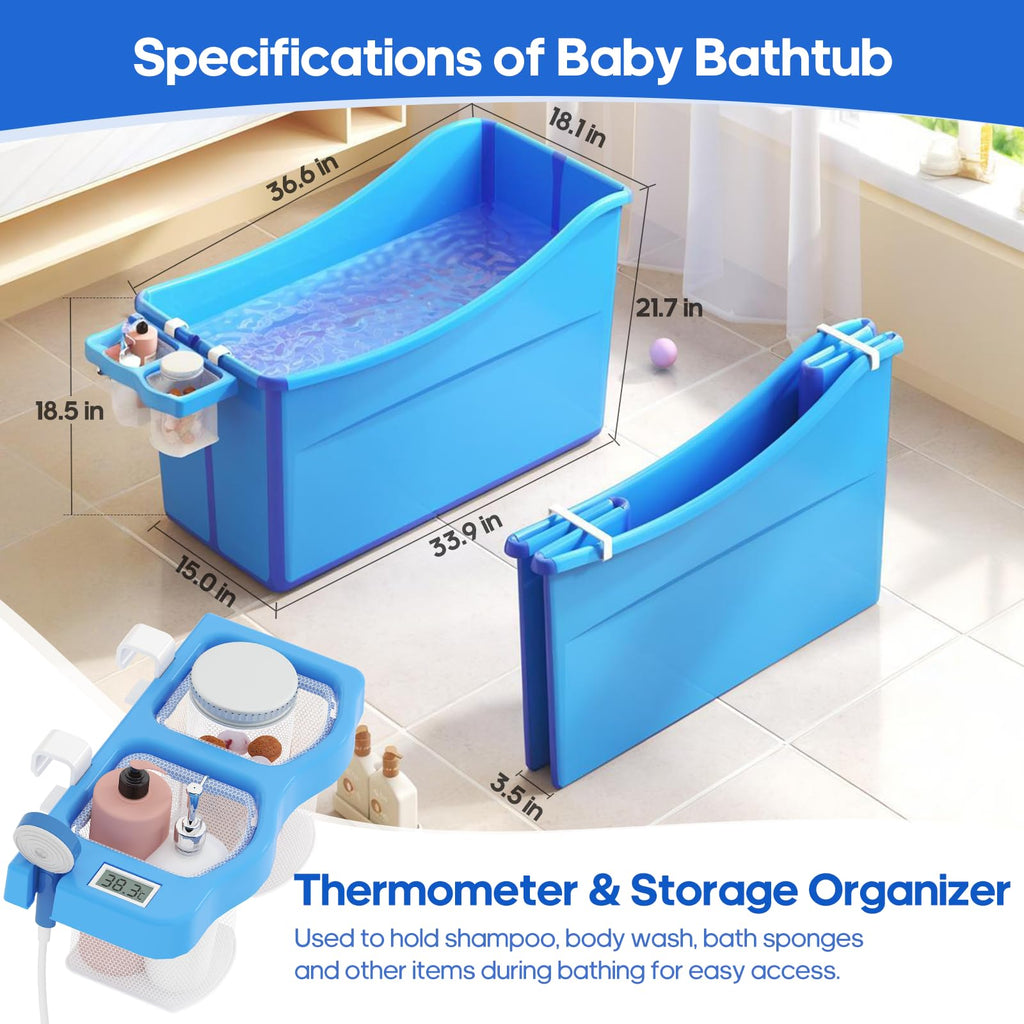 Collapsible Baby Bathtub Foldable Bathtub for Toddler Portable Large Foldable Bath Tub Bathtub for Kids Petite with