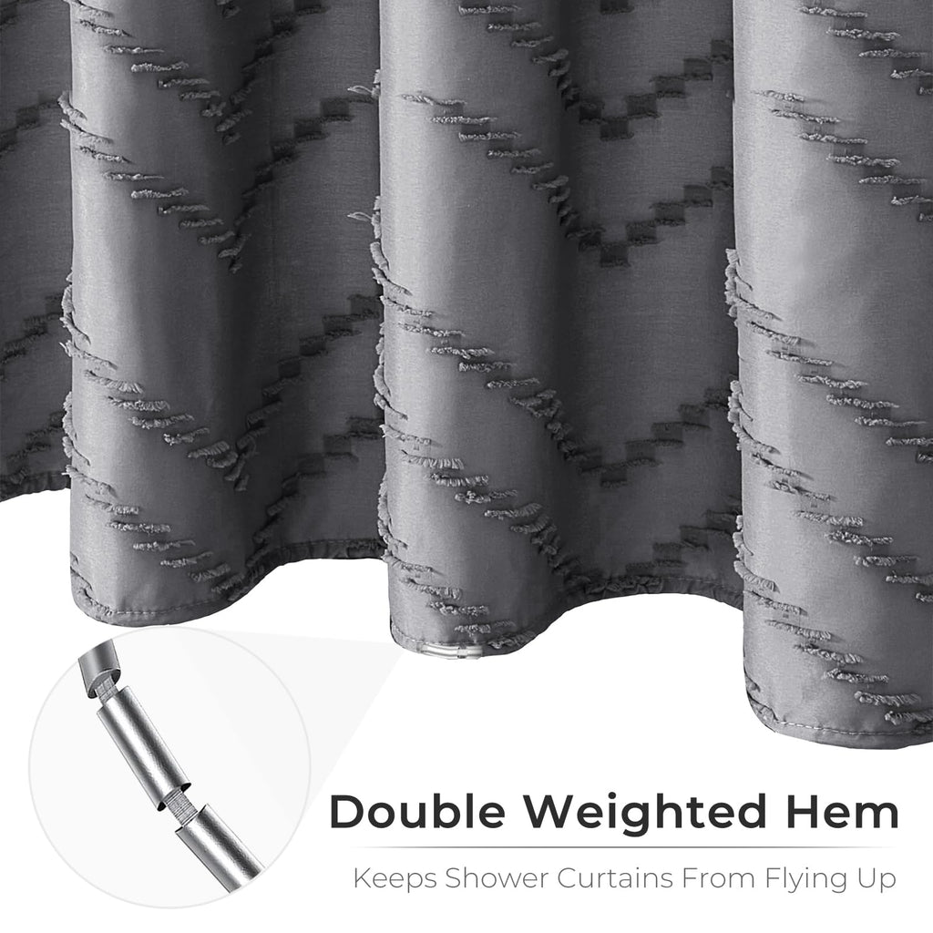 Grey Boho Fabric Shower Curtain 72 x 84 Inches