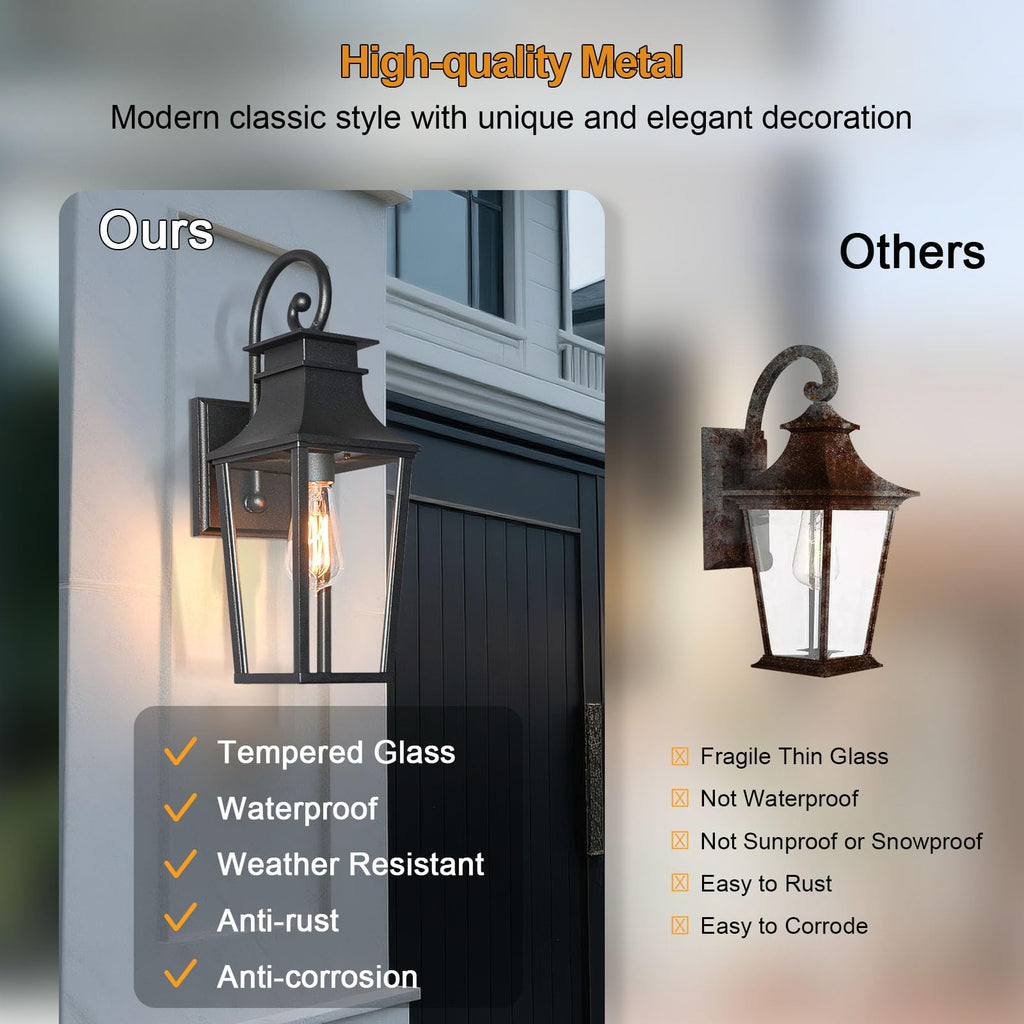 19" Matte Black Large Outdoor Wall Sconce