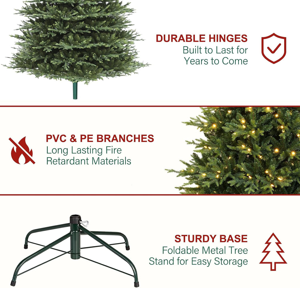 Prelit Artificial Christmas Tree with 850 Warm White LEDs