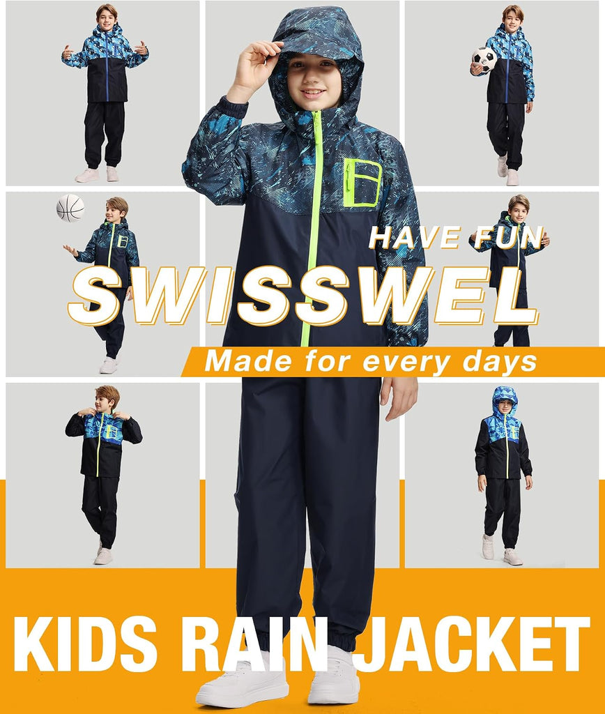 Kids Rain Suit Boys Girls Rain Gear Youth Rain Jacket and Pant