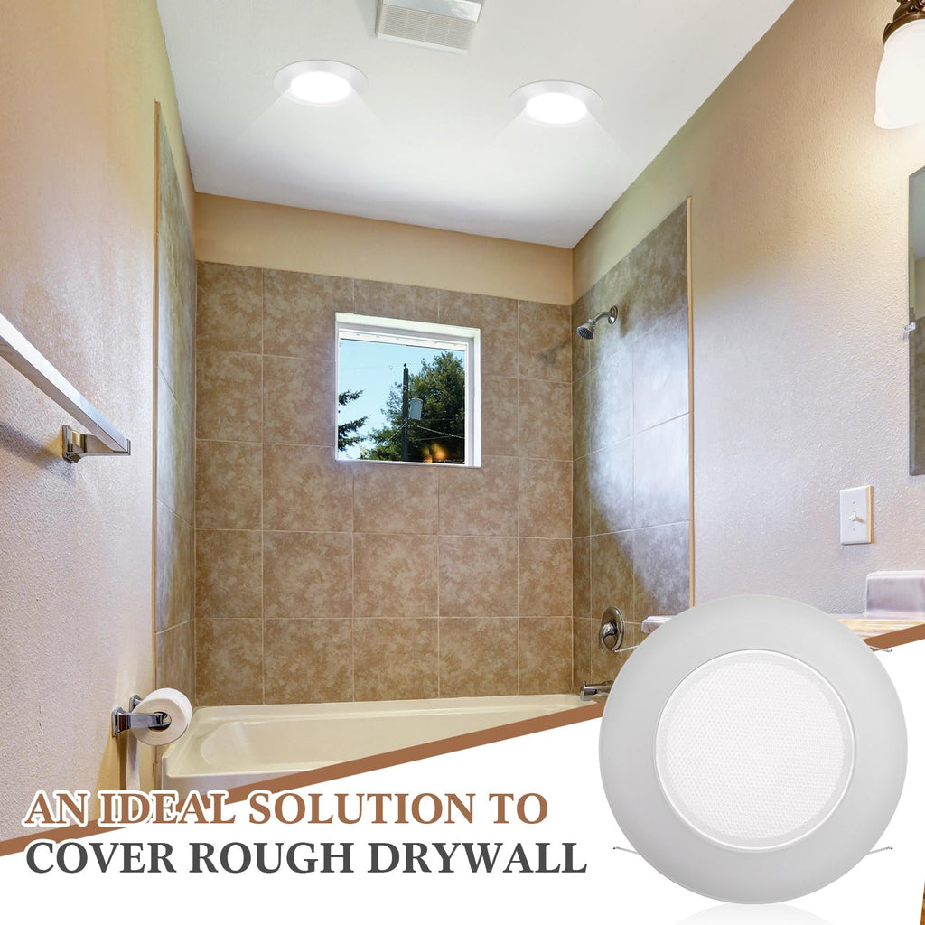 2 Pcs 6 in Shower Trim Recessed Light Covers with Albalite Lens