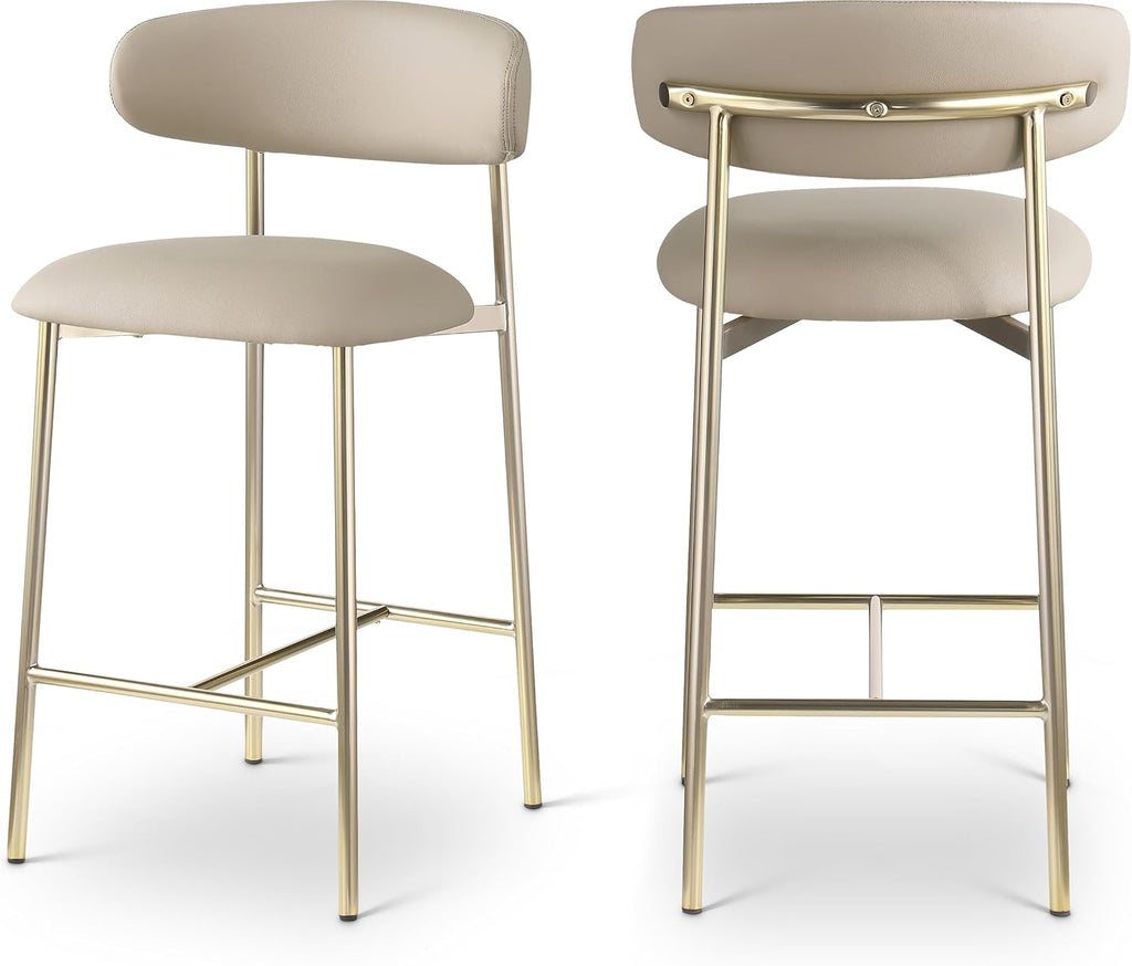 995Taupe-C Lupita Collection Modern | Contemporary Counter Stool with Soft Taupe Vegan Leather, Brushed Gold Metal
