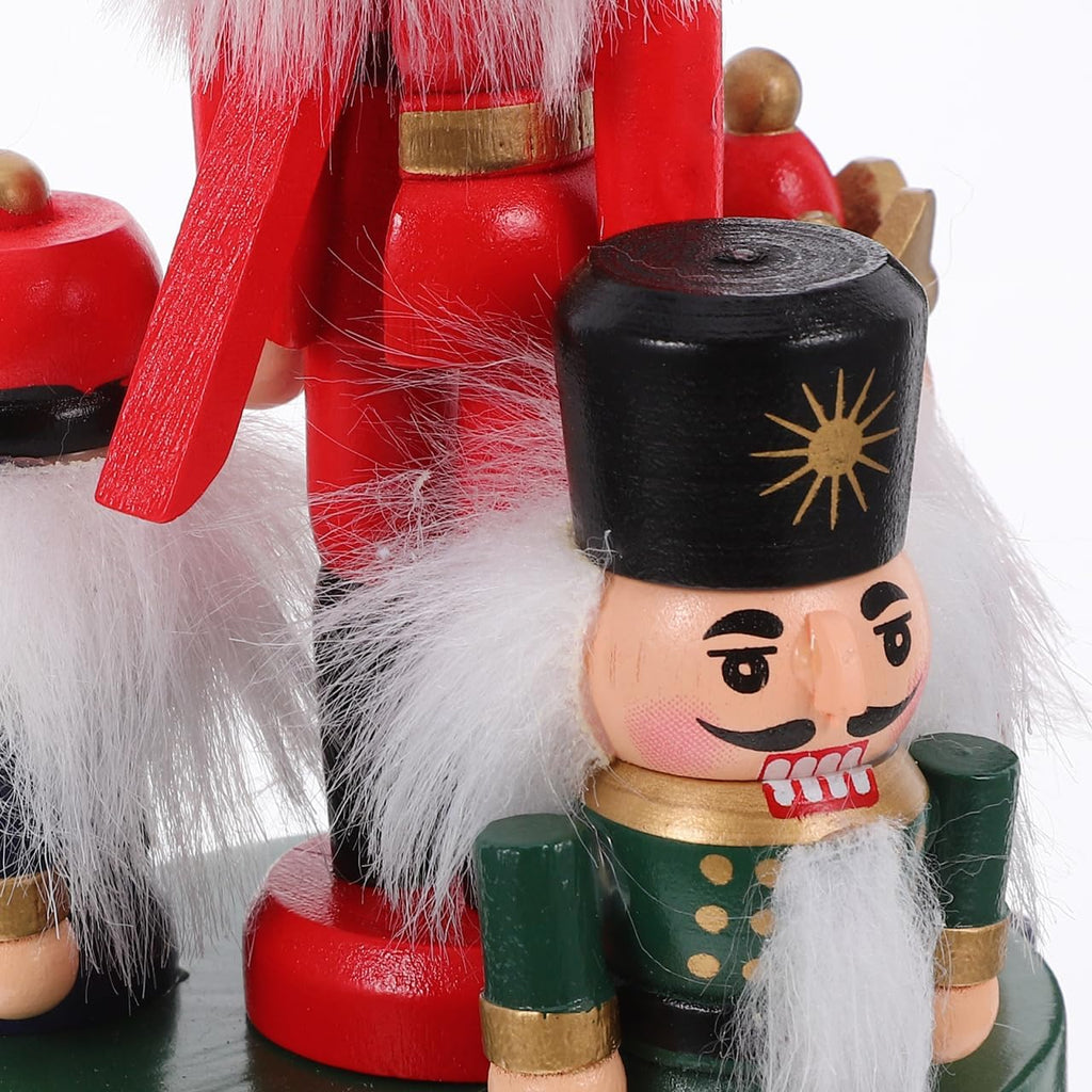 Wooden Nutcracker Music Box Clockwork Wind Up Musical Carousel Nutcracker Puppets Music Toy Nutcracker Soldier