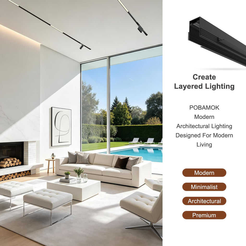 2 Pack 3.3FT Magnetic Track Rail, 24V Recessed Low Voltage Lighting