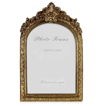 Vintage Picture Frames 5x7 Gold Frame, Arched Resin Photo Frame