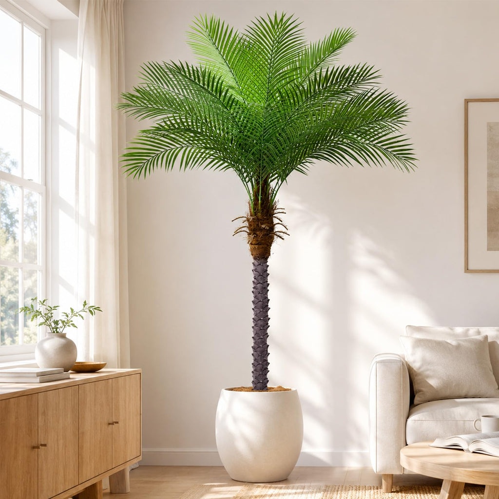 7ft Artificial Phoenix Palm Tree, Faux Coconut Silk Tropical Fake Palm Plant for Indoor Outdoor Home Office Patio