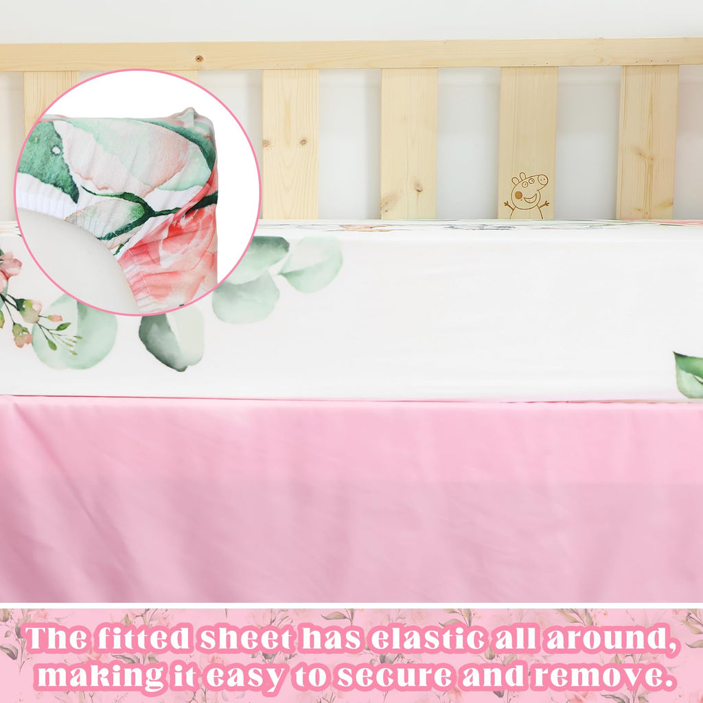3 Pcs Safari Animals Baby Crib Bedding Set for Girl