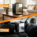 Mini Fridge, Mini Compact Refrigerator with Gaming Light, 4 Liter/6 Cans Small Refrigerator with Mirror Door, AC/DC