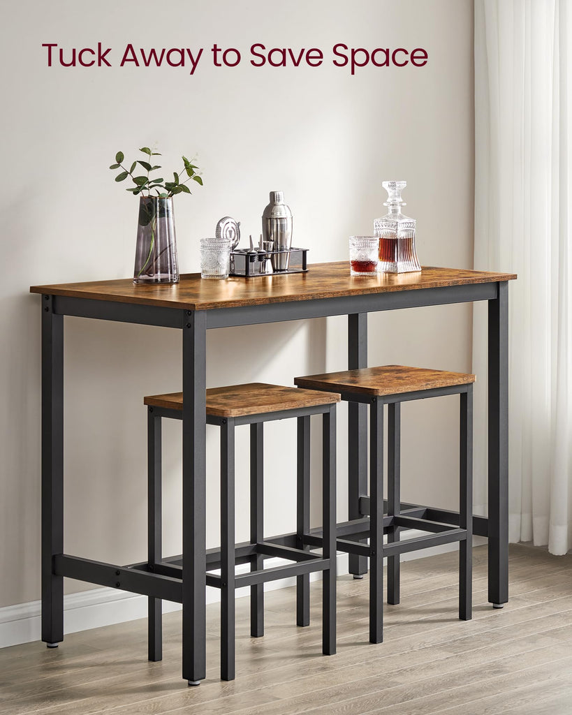 Bar Table Set with 2 Bar Stools, Modern Basic