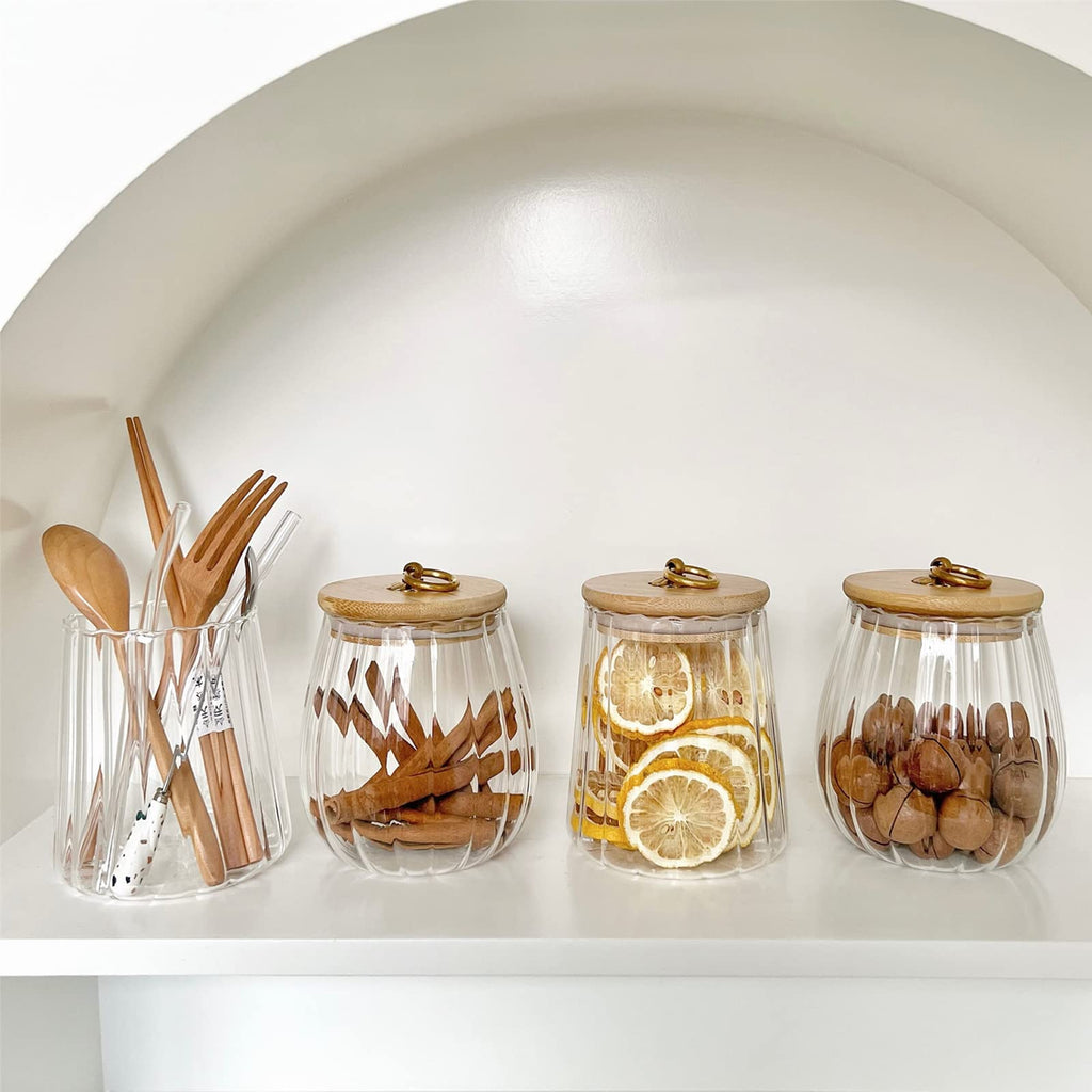 38 FL OZ Glass Jars with Bamboo Lids, Airtight Storage Containers, Large Candy Jars for Coffee Nuts Cookie