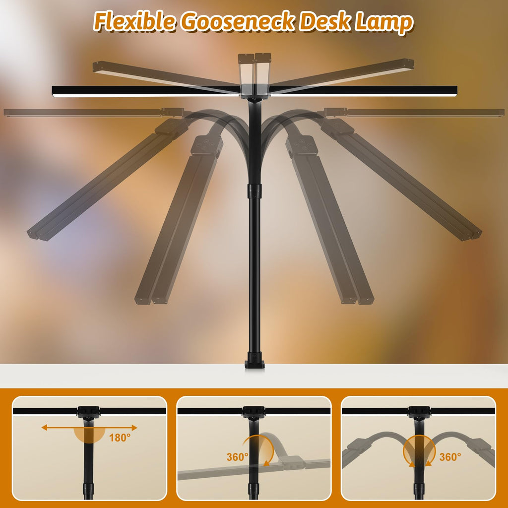 LED Desk Lamp with Clamp and Base, Dual Head Monitor Light