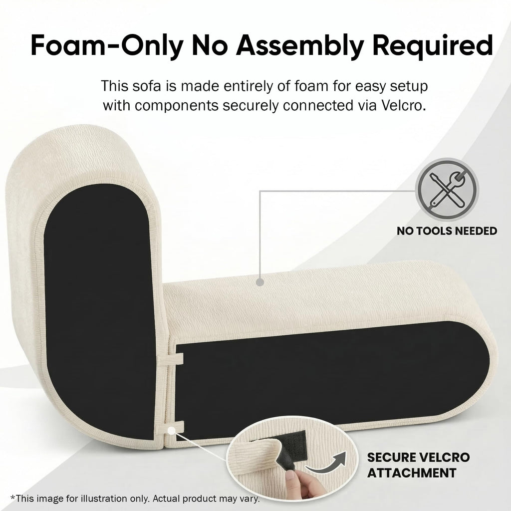122'' Sectional, Extra Large with Soft Fabric Upholstery, Elegant Curved Design with Three Round Cushions