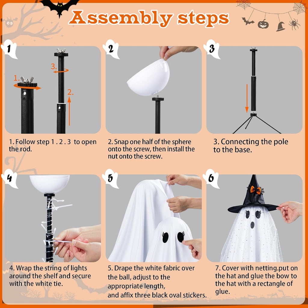 Halloween Decorations Indoor,Ghost Decor with String Lights Remote Control,Halloween Party Decorations,Spooky - Set of 2