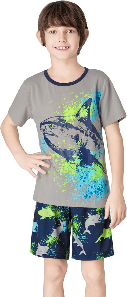 Boys Soft Trendy Print Piece Short Sleeve Pajama Set