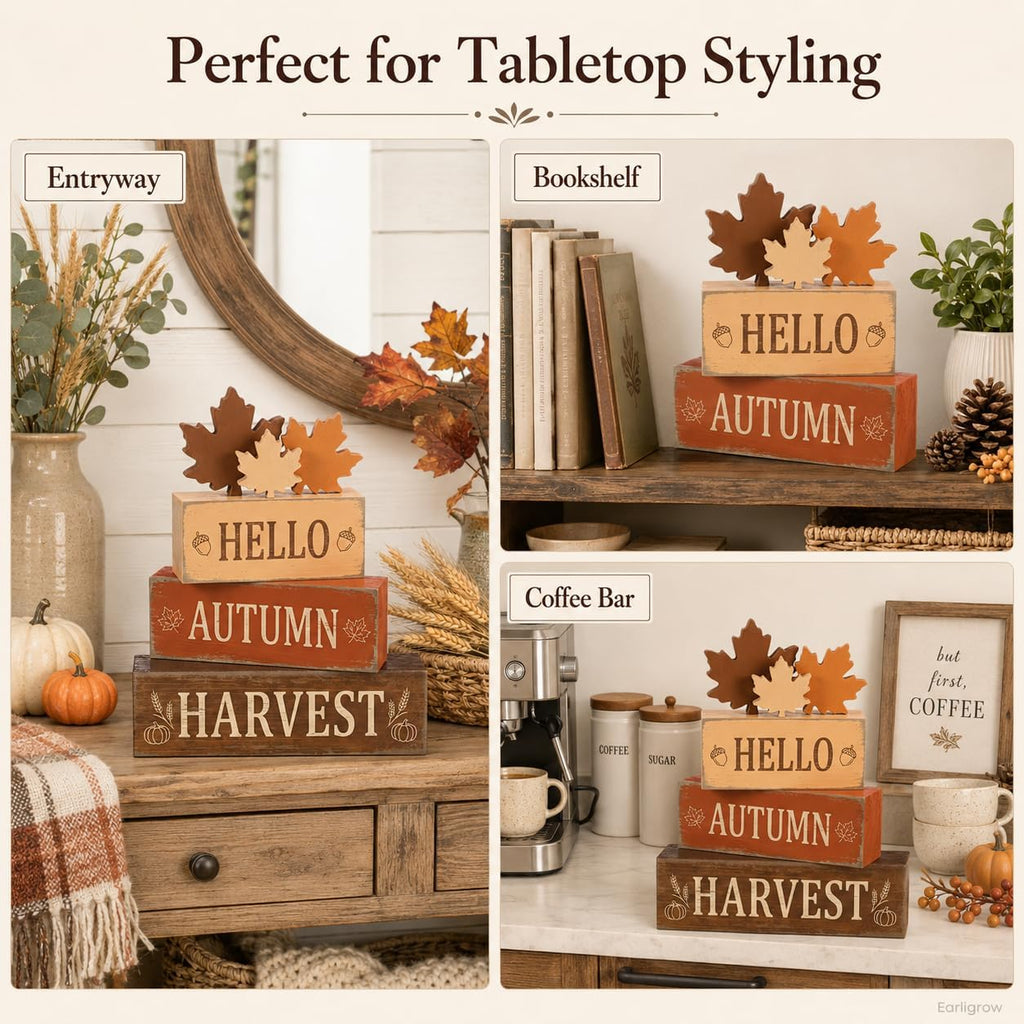Autumn Leaves Fall Decor, Fall Decorations - Set of 4