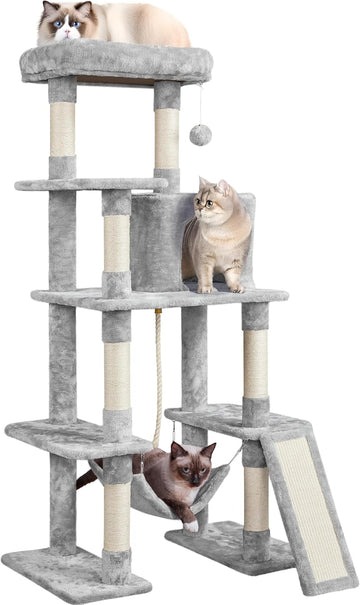 63in Sturdy Large Cat Tree for Indoor Heavy Cats, Tall Tower