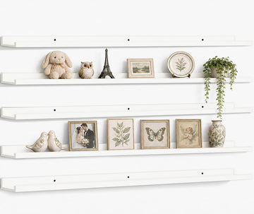 48inch Long Floating Shelves for Wall Decor, 5-Set Shelves with Lip, White