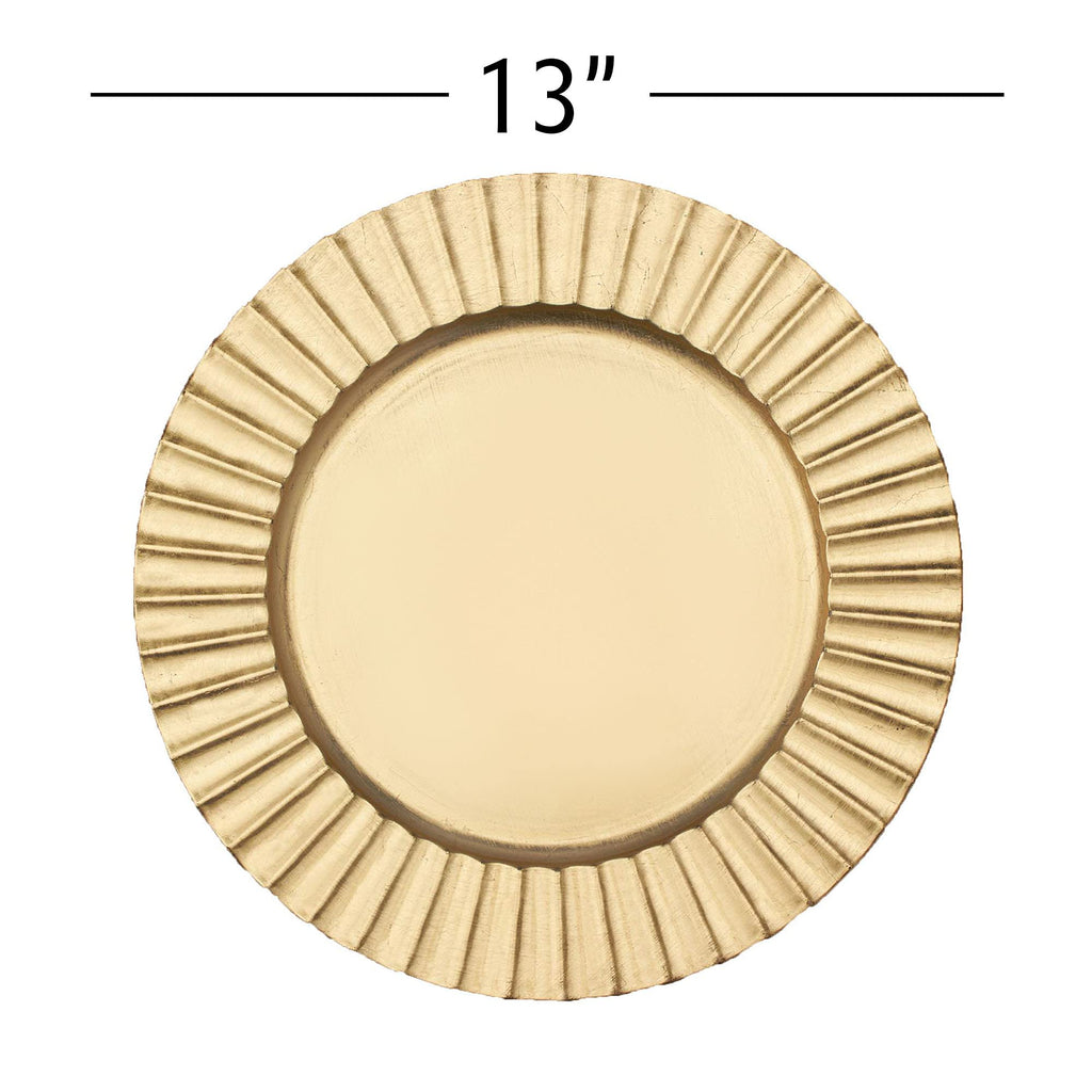 Fluted Edge Plastic Charger Plate | Service Plate for Parties, Dinner, Weddings, Quinceaneras and Events | 13 inch