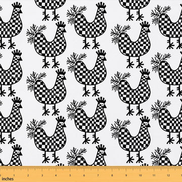 Geometric Lattice Upholstery Fabric, Chicken Fabric By The Yard, Buffalo Plaid Decorative Fabric, Abstract Animal