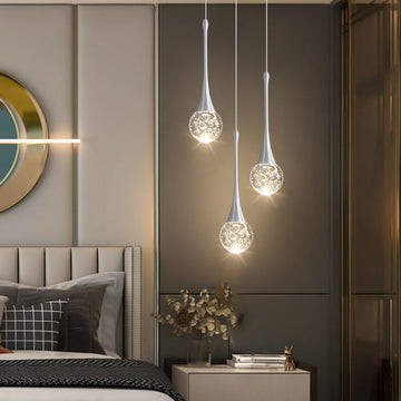 3-Lights Modern Pendant Lights Island LED Dimmable Crystal Glam Ceiling Pendant Lighting Chandelier Hallway Bedroom