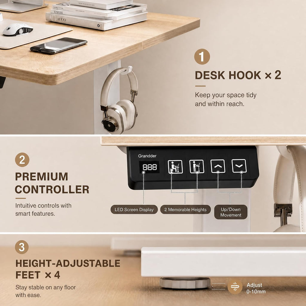 55x32 Extra-Deep Electric Standing Desk, Wide Desktop Fits 49" Ultrawide Monitor+Dual Screens, 176 lbs Capacity, 2