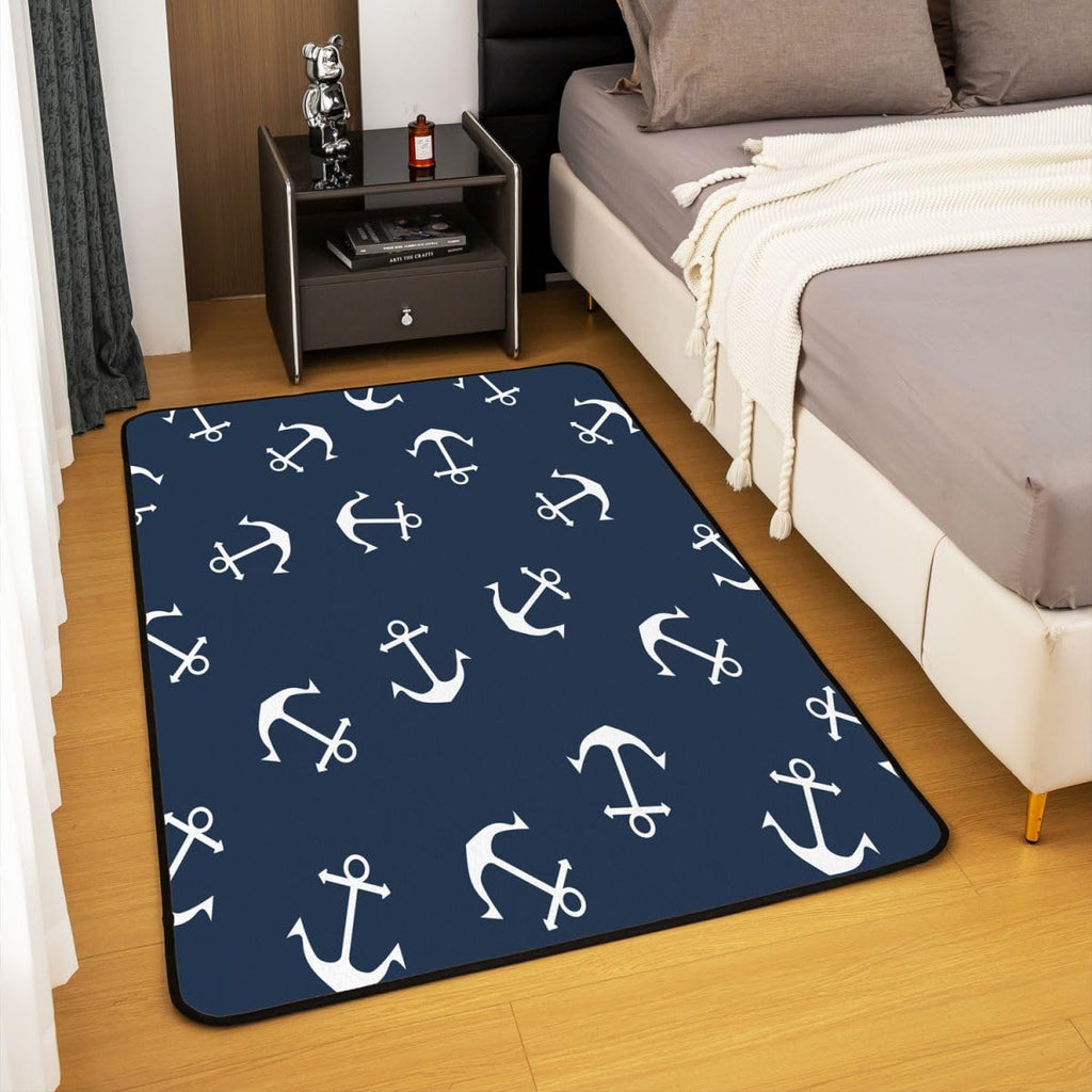 Anchor Area Rug 3x5 Anchor Decor Accent Rug Home Decor Nautical Ocean Themed Blue Decorative Rugs Indoor Floor Mat