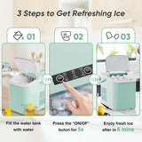 Ice Makers Countertop with Handle Ice Machine, Fast in 6 Mins, 26lbs in 24 Hours, Quiet Self-Cleaning, Compact Size
