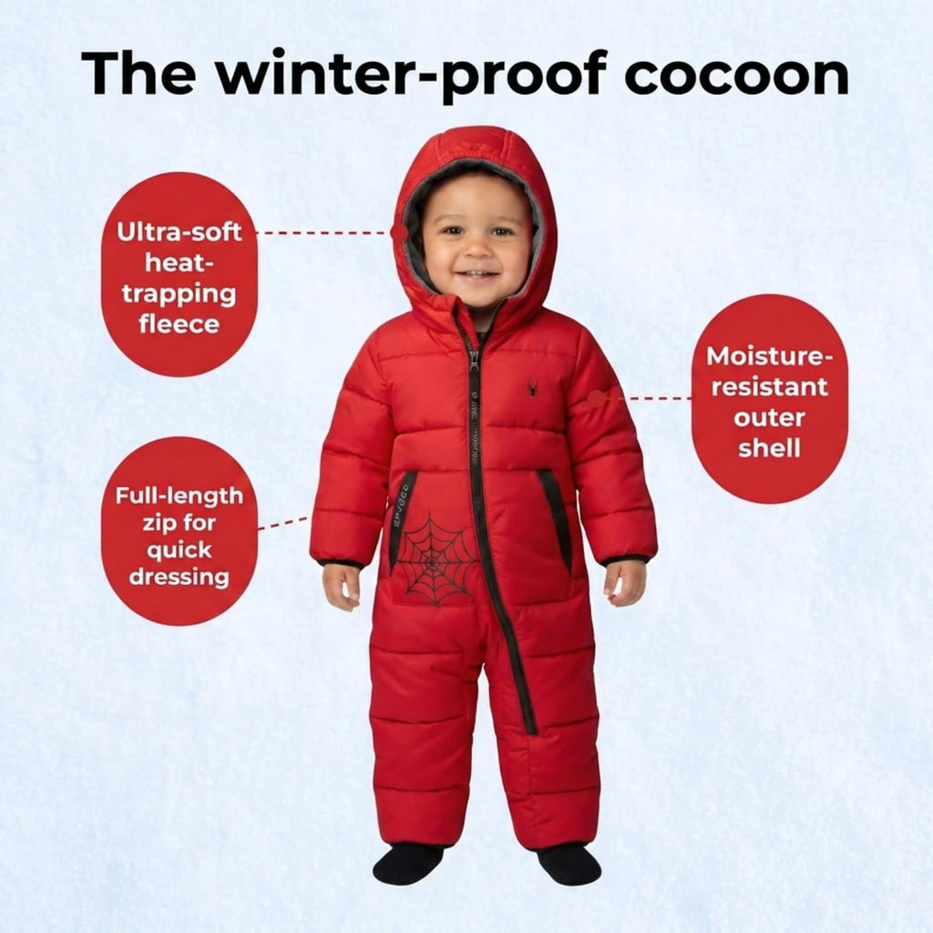 Toddler Snow Suit - Fleece Lined Baby Snowsuit, Fold-Over Cuffs