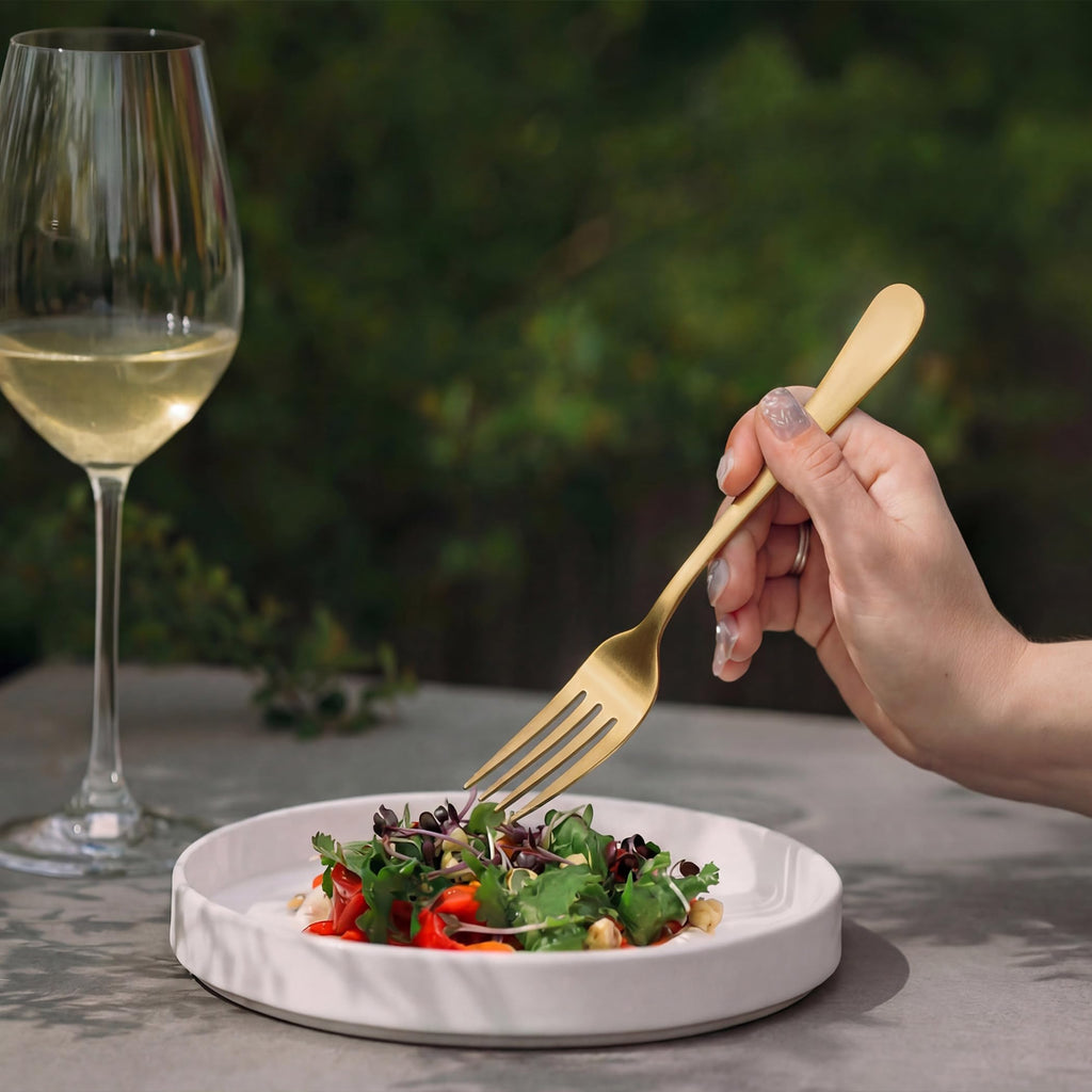 Matte Gold Silverware Set for 8, 40 Piece Stainless Steel Flatware