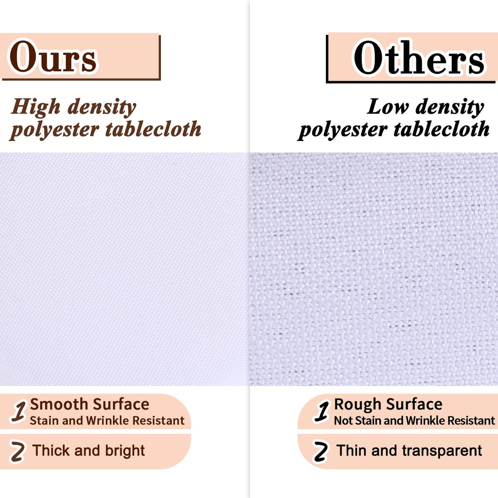 108 Inch Round Tablecloth White Polyester Fabric Table Covers 6 Pack