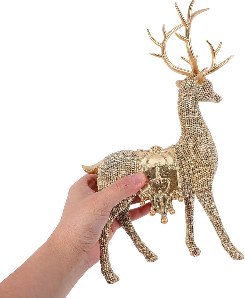 Xmas Deer Statue Set Decoration, Golden Resin