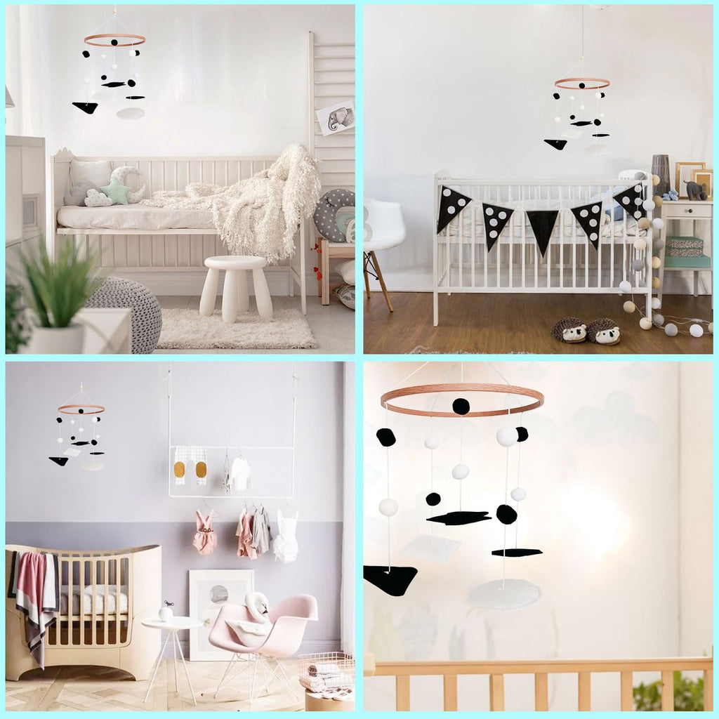 Montessori Mobile for Crib, Black and White Mobile for Baby, Neutral Baby Crib Mobile for Boys Girls, Nursery Mobiles