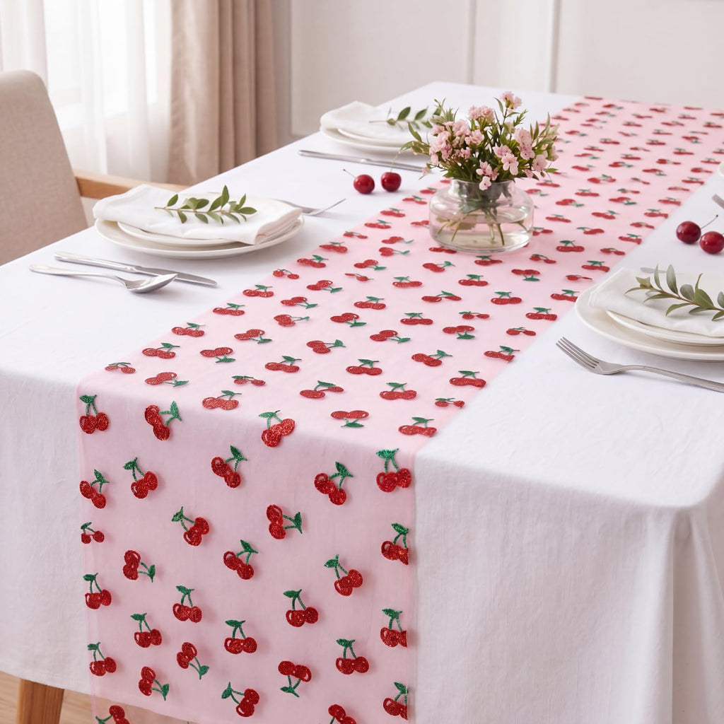 Shiny Cherry Tulle Table Runner 11 Inch x 16.4 Yards, 49.2 FT